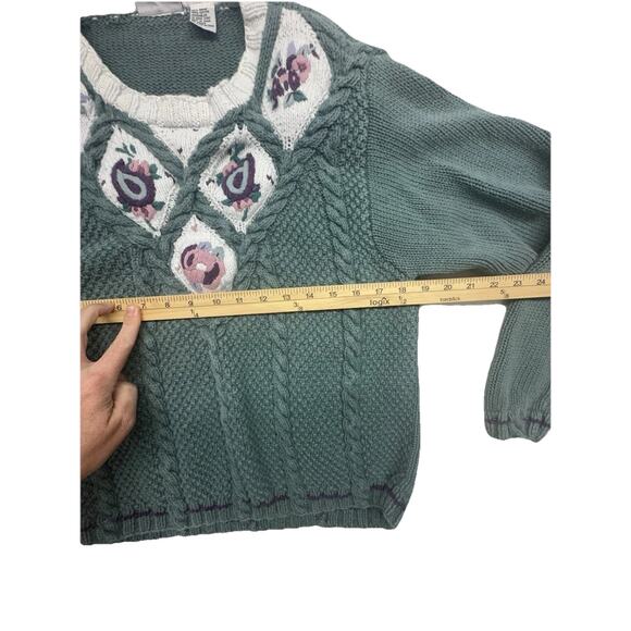 Vintage RUSS Crochet Sweater Womens Medium Round Neck Long Sleeve Knit Granny - Picture 3 of 6